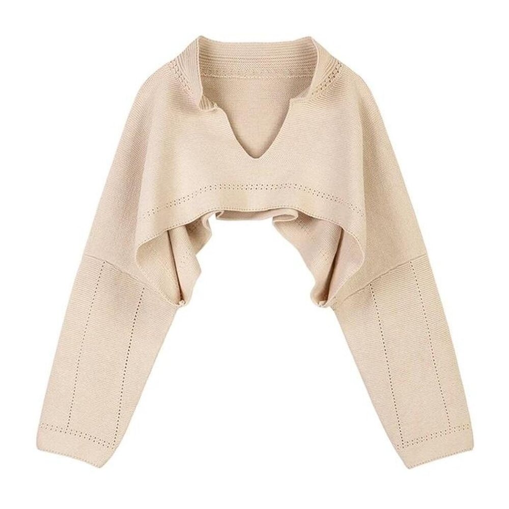 Korean Streetwear Style V Neck Cropped Sweater